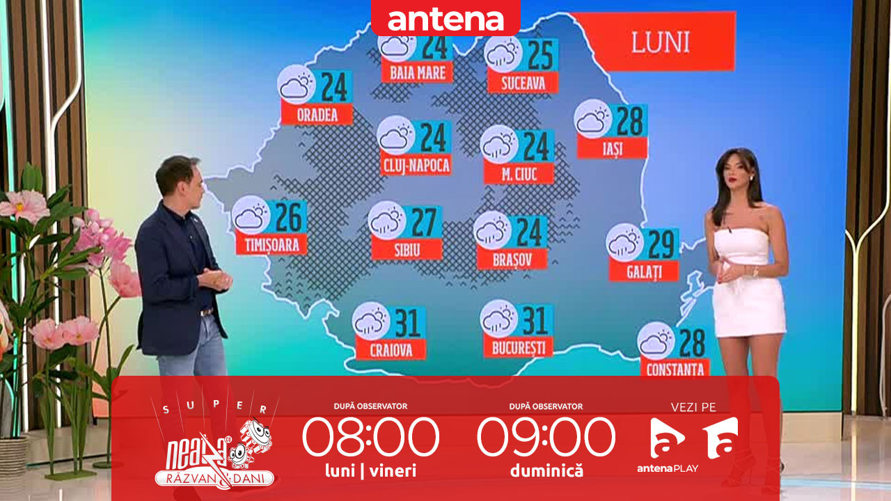 Super Neatza, 9 iunie 2025. Prognoza meteo cu Ramona Olaru: În Moldova, Transilvania, Oltenia şi Muntenia vor fi averse şi vijelii!